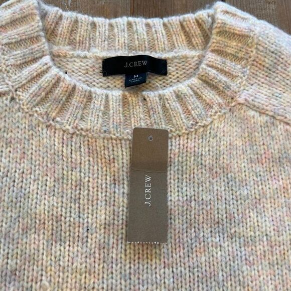 J. Crew Marled Pink Blue White Wool Sweater Size Medium - Picture 5 of 10
